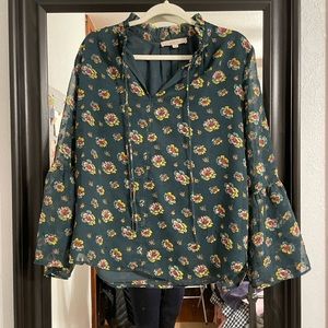 Loft floral bell sleeve blouse